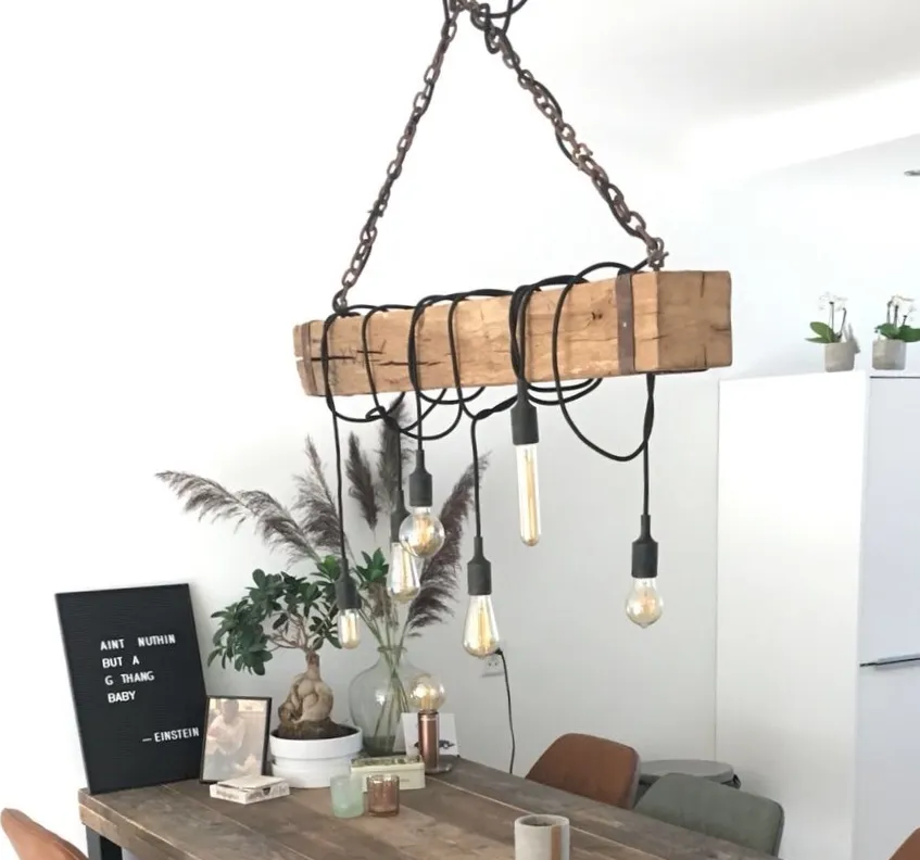 Oud eiken lamp — MoodsWood, oud eiken meubelmaker in Aalst (GLD)