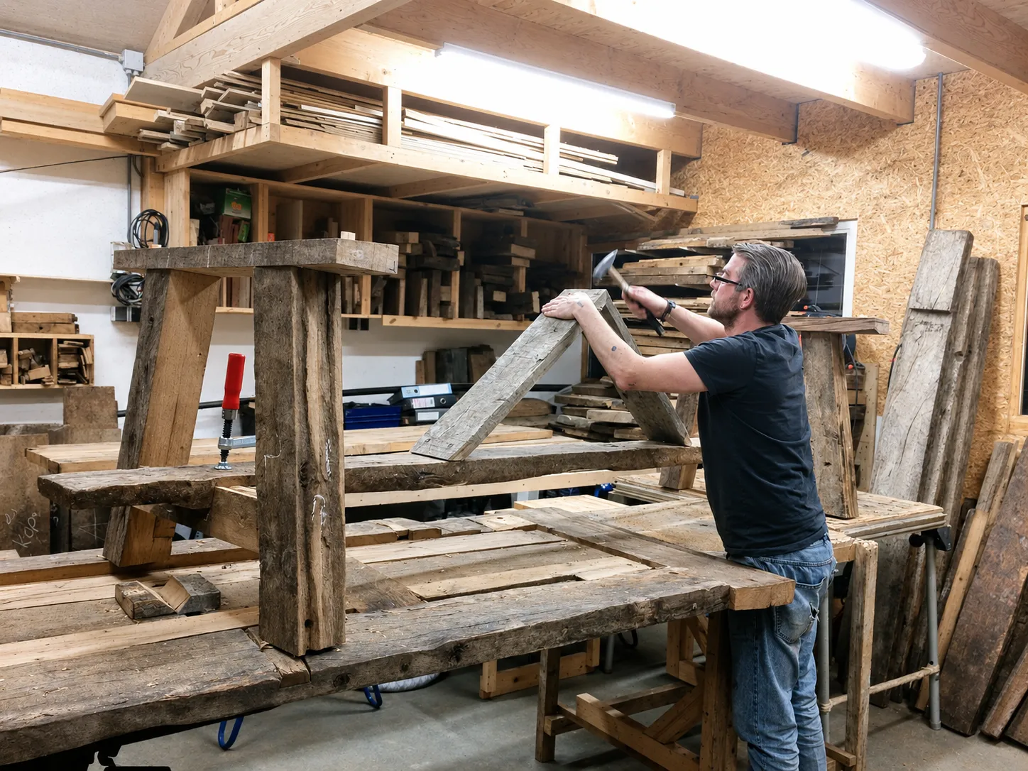 Jan de Moet — MoodsWood, aan het werk in het atelier in Aalst (GLD)